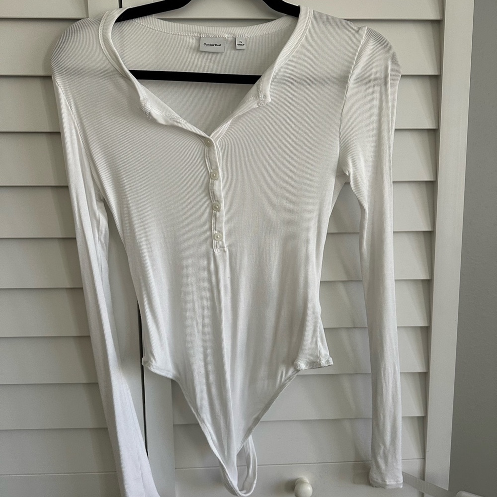 Sunday Best White Button-Up Bodysuit